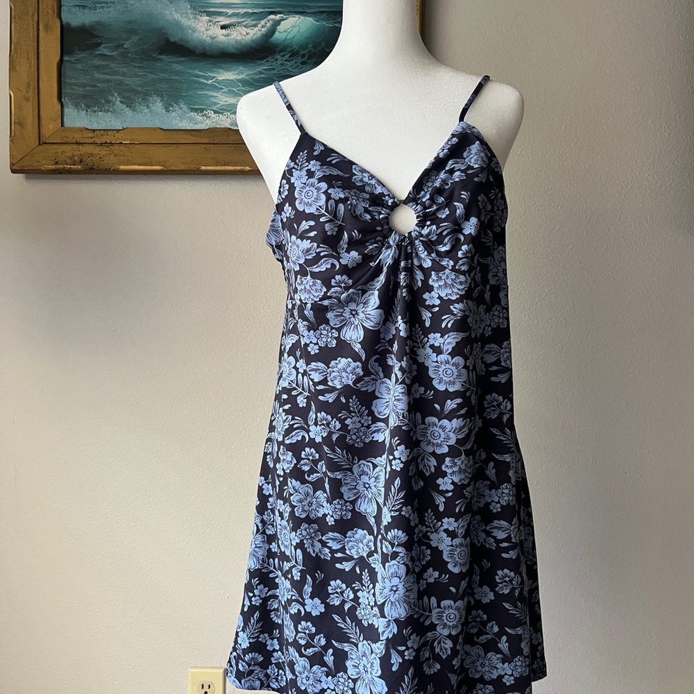 SO Black and Blue Mini Floral Dress